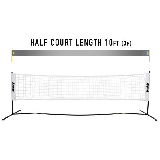 Franklin pickleball half court starter set with net for two players, including paddles and balls for outdoor play.