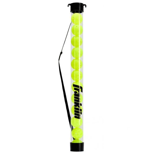 Franklin Pickleball Retrieval Tube in bright yellow for easy pickup during pickleball games, made of durable sporting goods material.