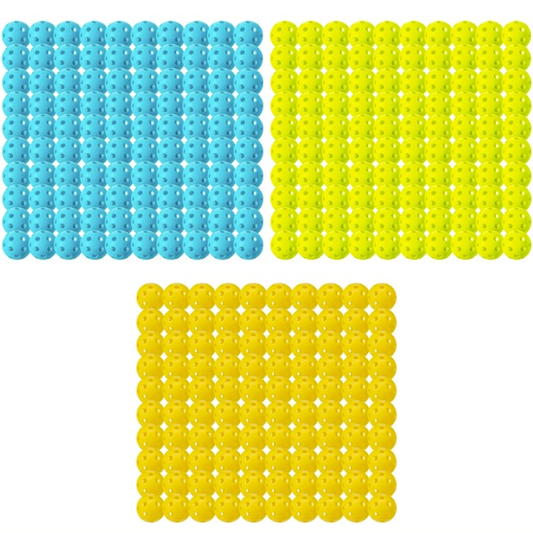 Franklin X-26 indoor pickleballs in a 100-pack, sporting goods, showing white plastic balls with official markings