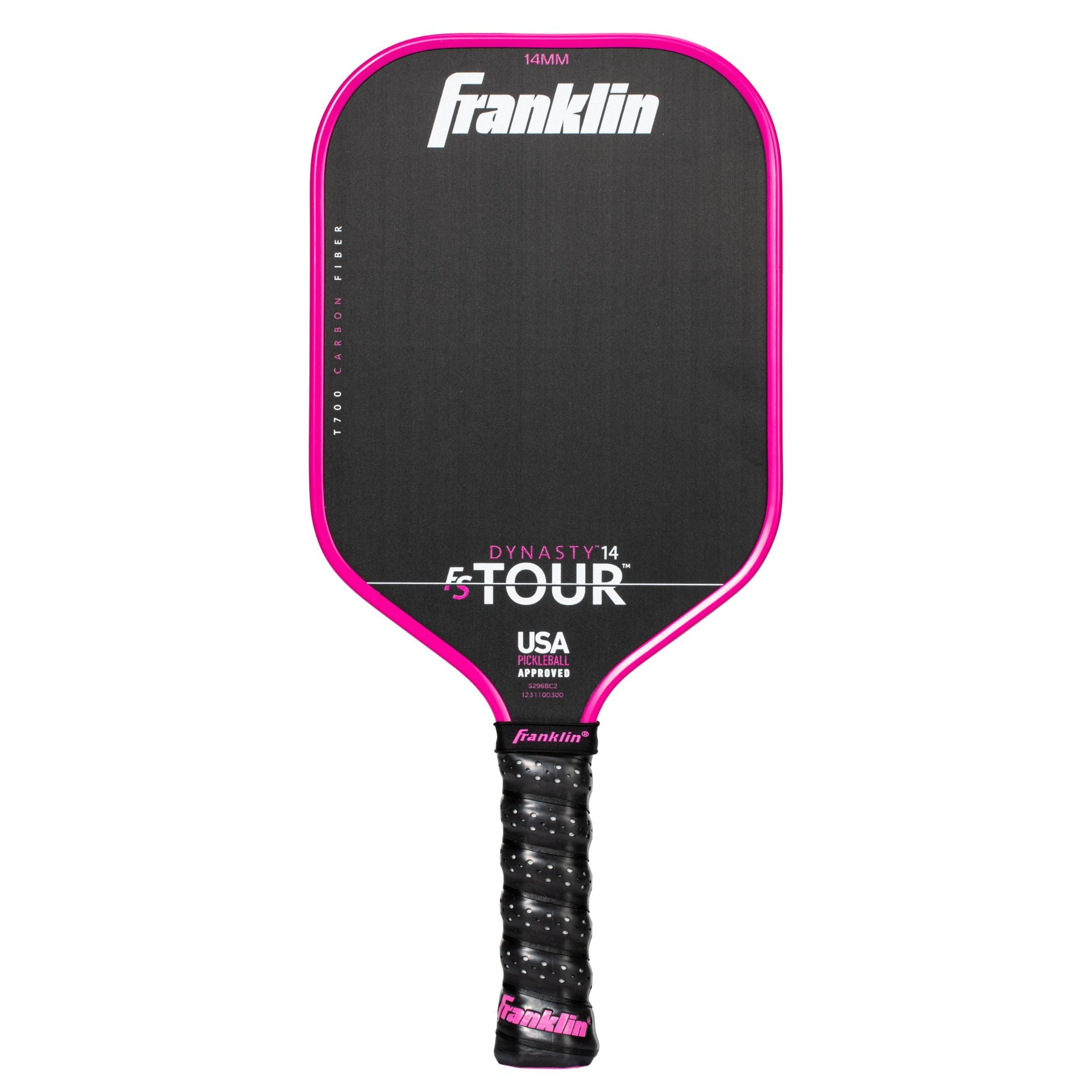 Franklin FS Tour Dynasty pickleball paddle with black and white design, sporting goods product for pickleball players