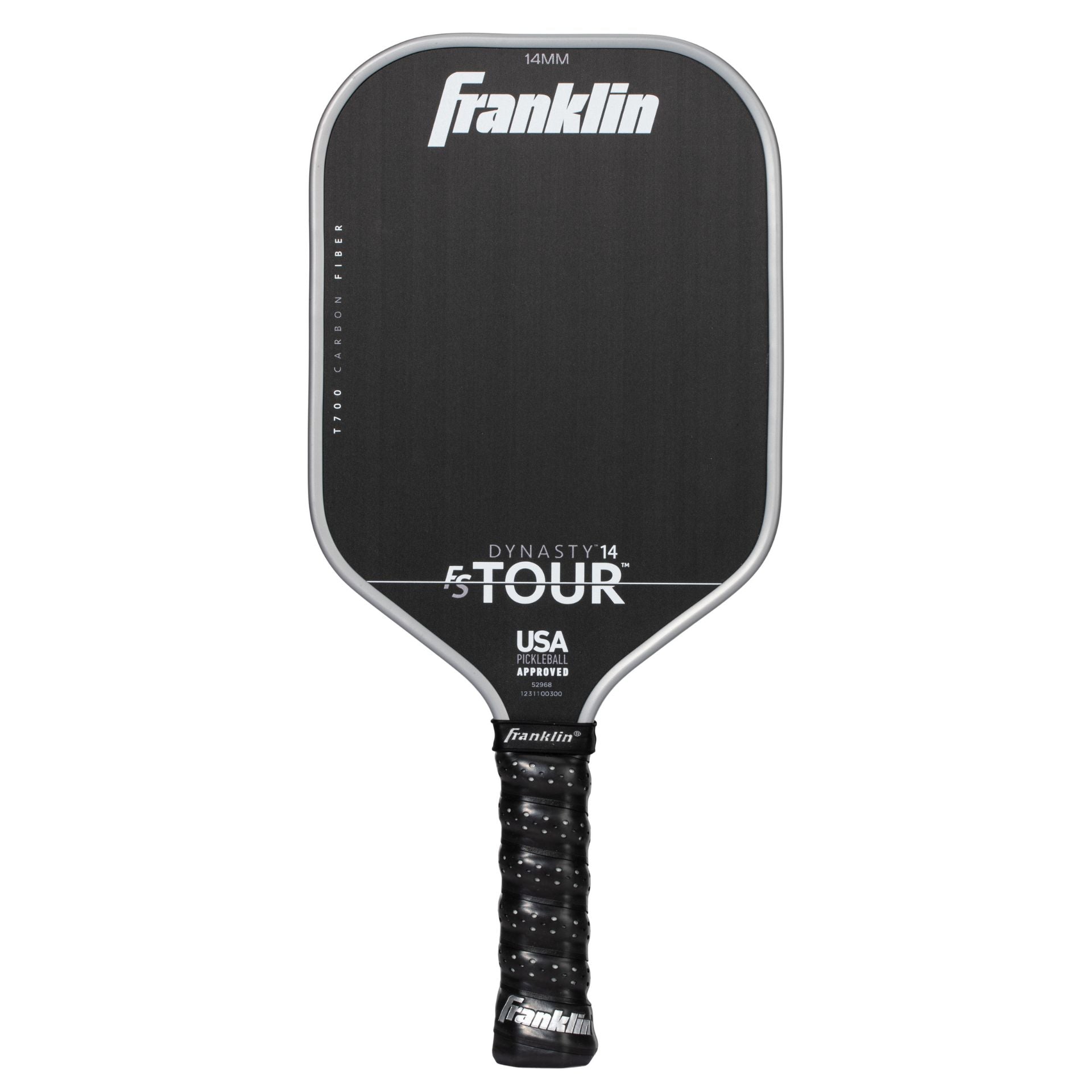 Franklin FS Tour Dynasty pickleball paddle with black and yellow design, sporting goods product for pickleball players.