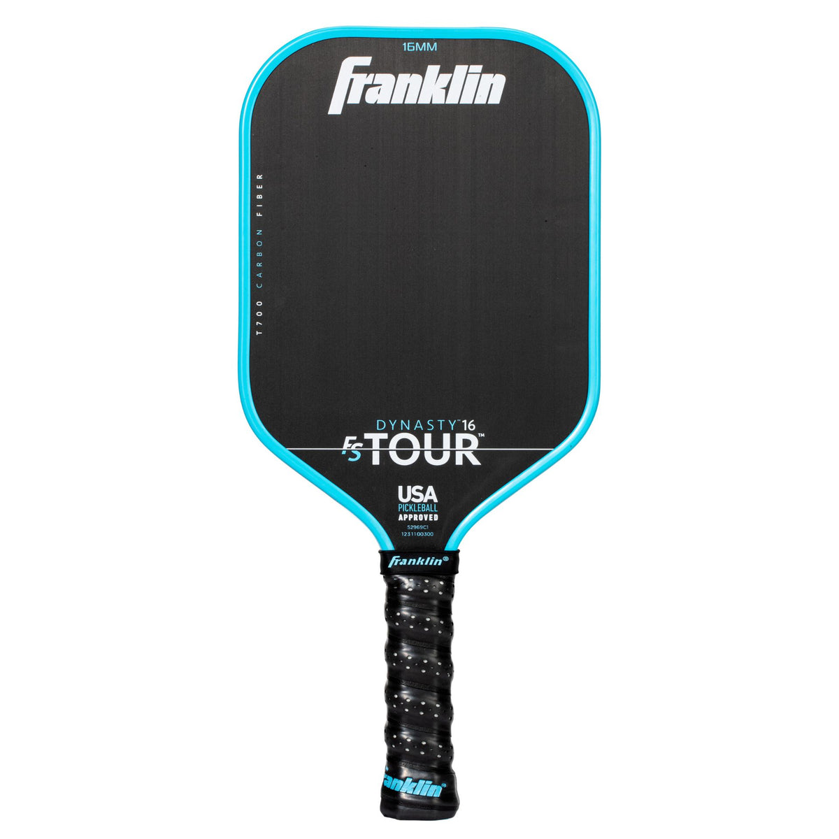 Franklin FS Tour Dynasty pickleball paddle with black and white design, sporting goods equipment for pickleball gameplay