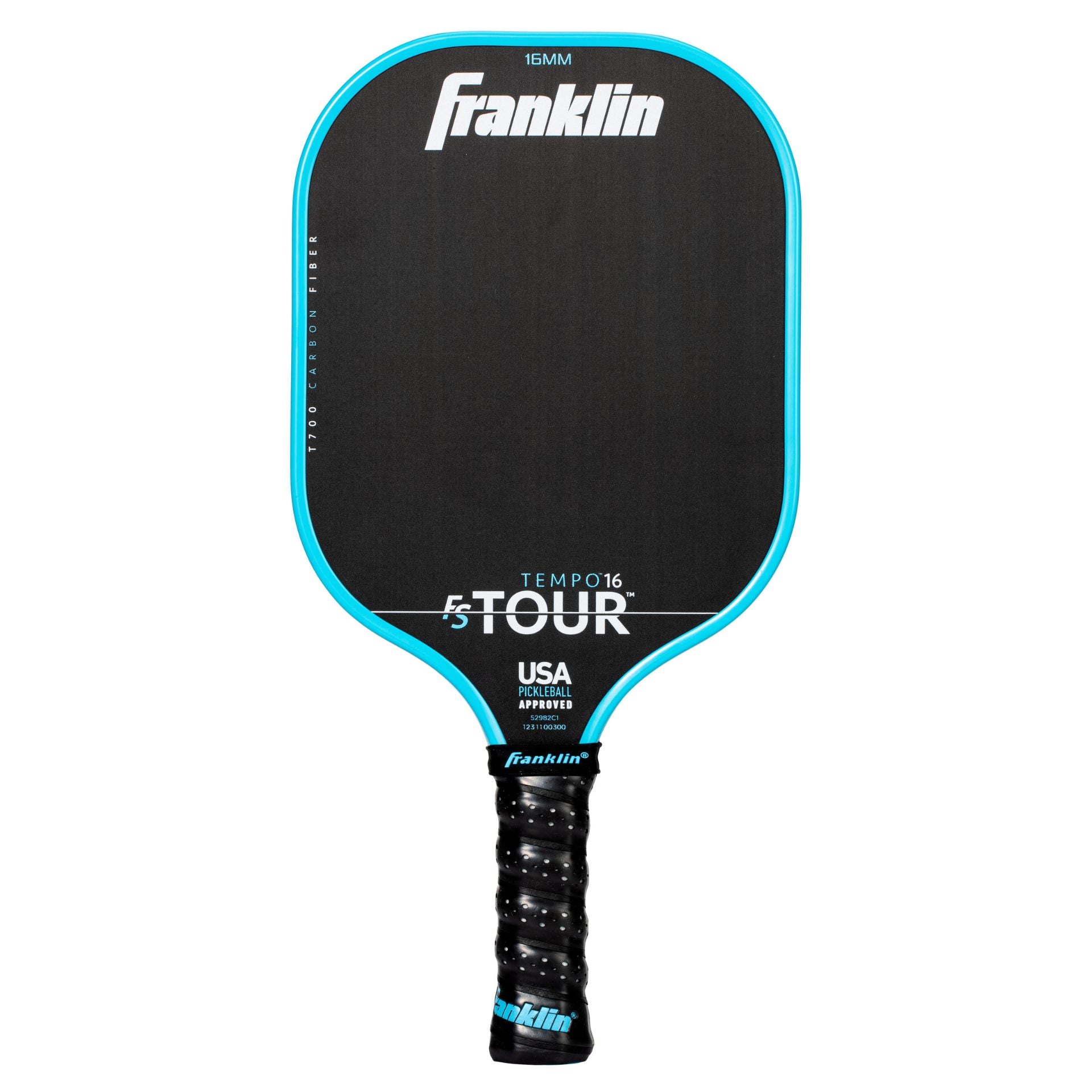 Franklin FS Tour Tempo Pickleball Paddle with black and blue design, sporting goods equipment for pickleball game play
