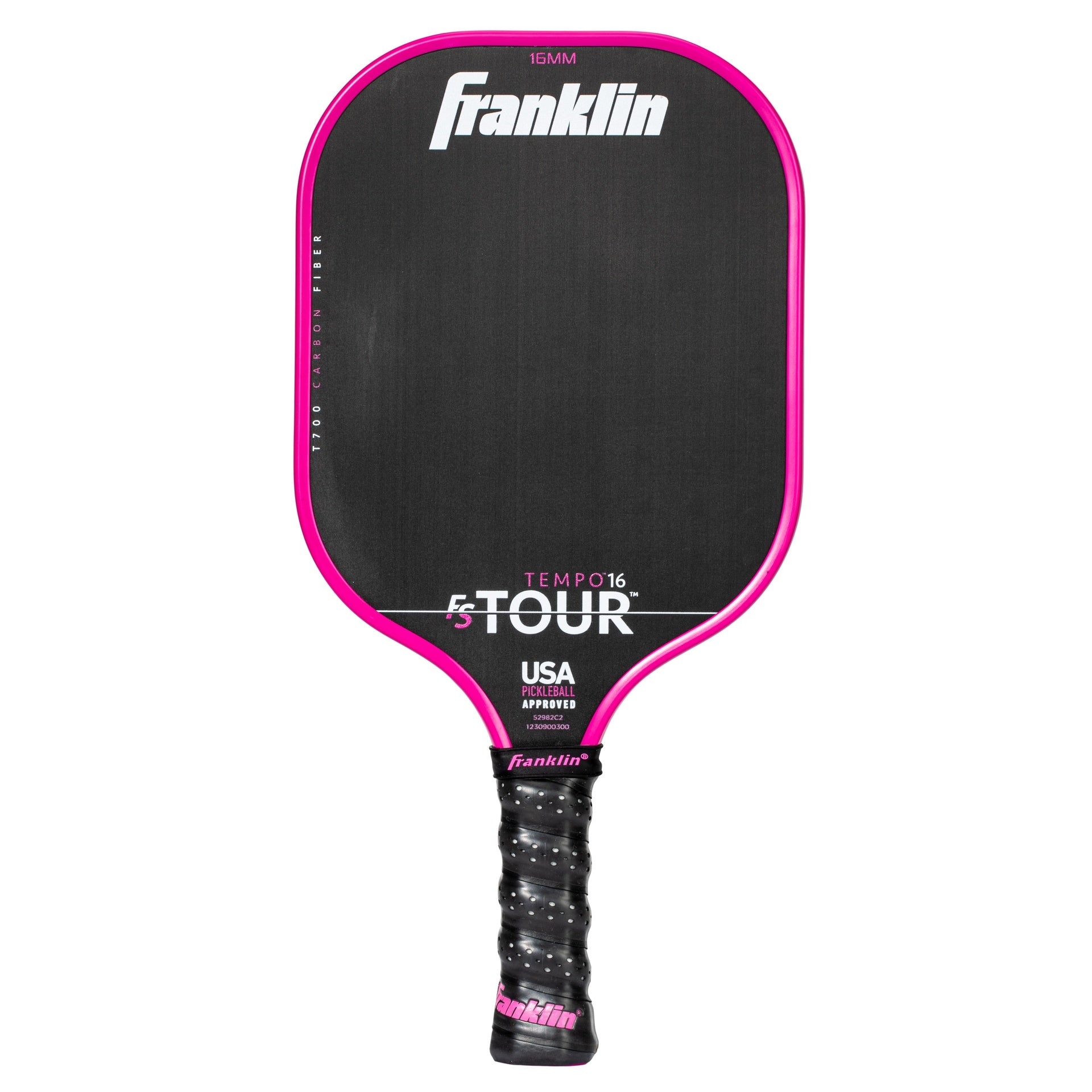 Franklin FS Tour Tempo Pickleball Paddle with black and yellow design, ergonomic handle, and smooth surface for outdoor play.