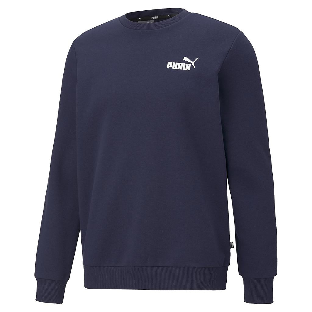 Puma men's ESS small logo crew neck sporting shirt in black with white Puma logo on chest, casual athletic style