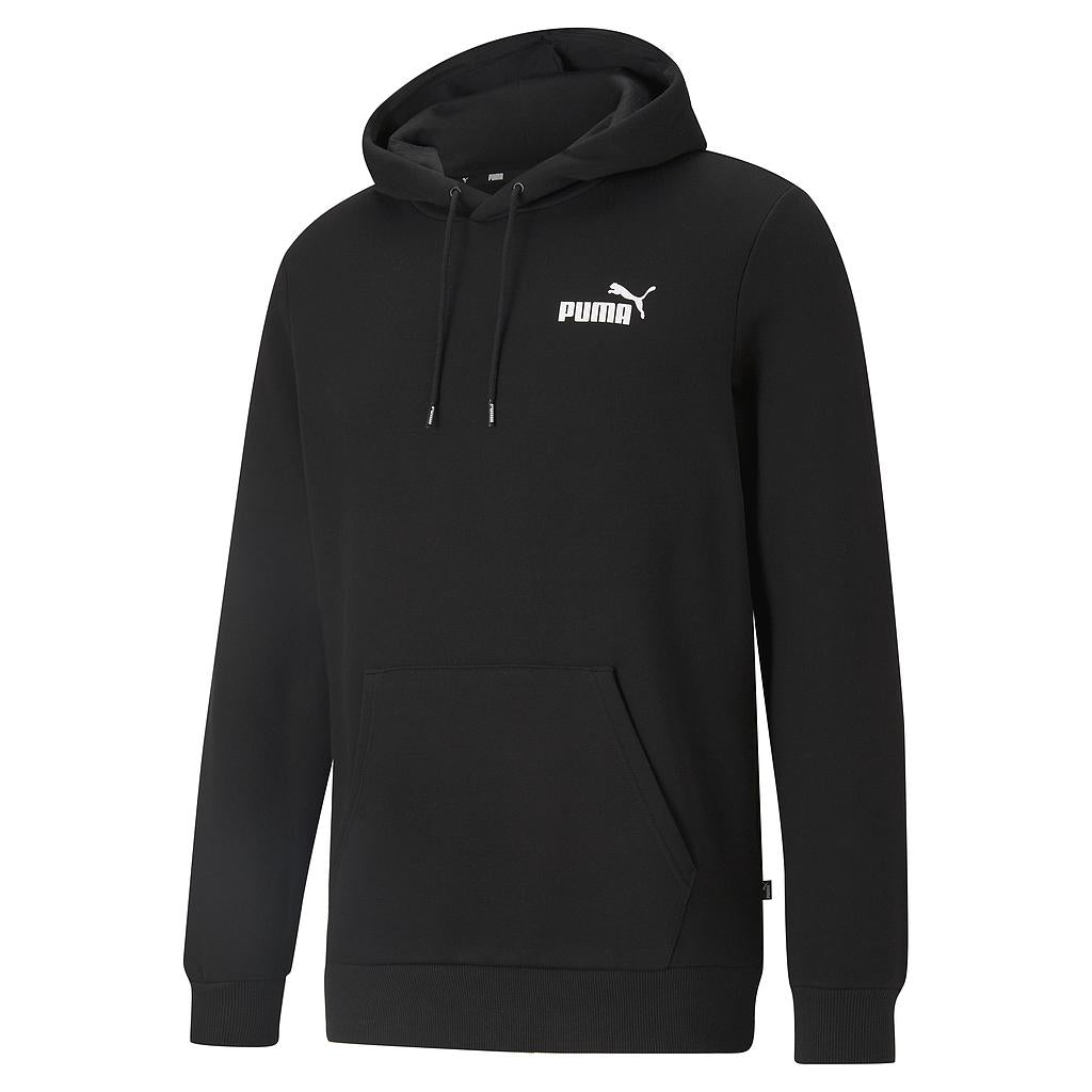 Puma men's ESS hoodie in size XS, black with Puma logo, made of soft, sporty fabric for casual and athletic wear.
