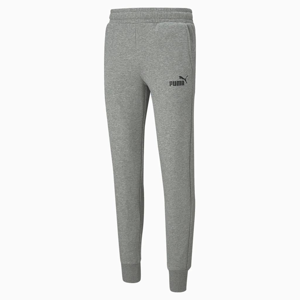 Puma men's ESS Slim pants in black, sporty athletic pants with a slim fit, made for active wear and casual sports activities.