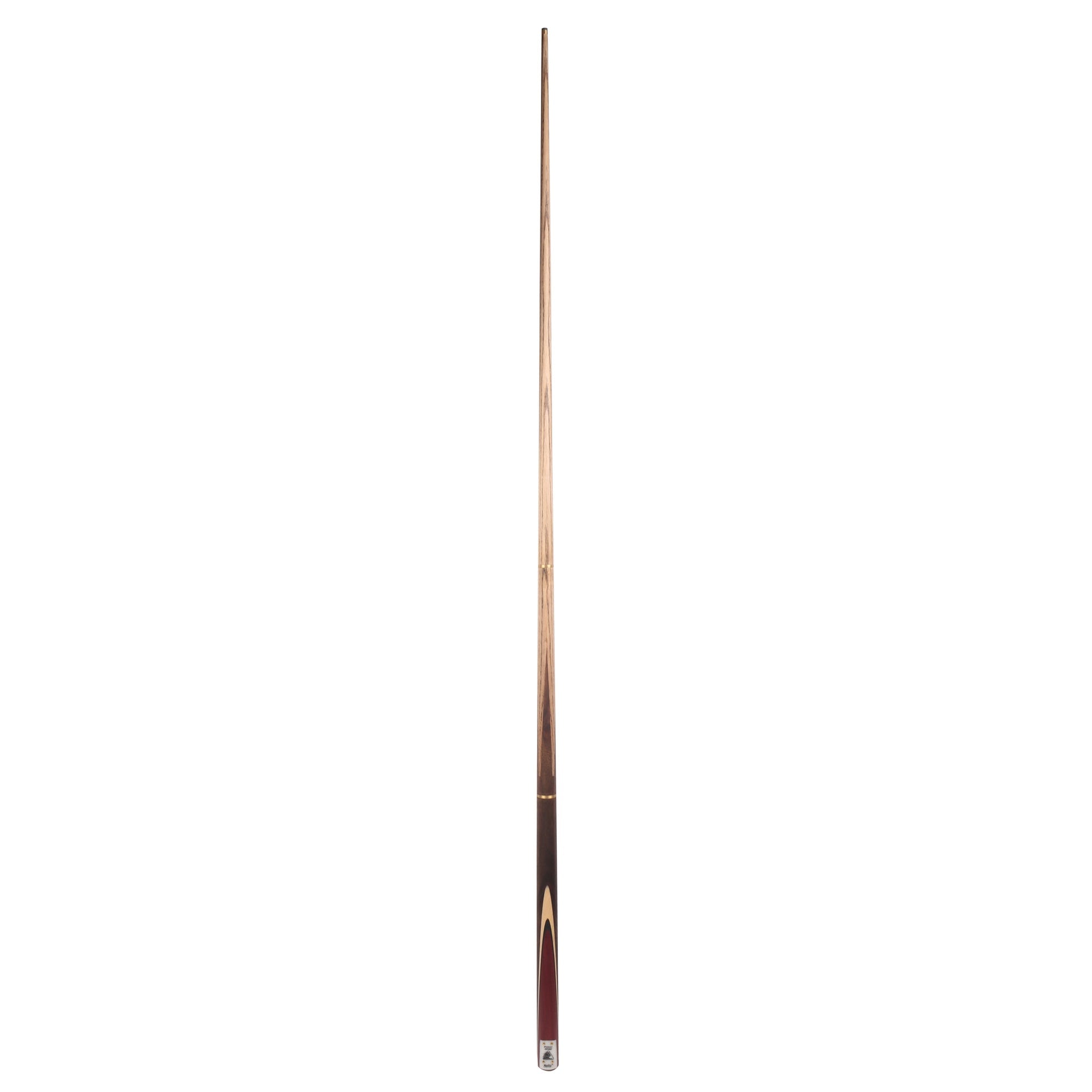 Powerglide Mentor English 3-piece pool cue with wooden finish and silver accents, suited for billiards and snooker games.