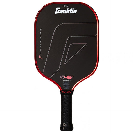 Franklin C45° Carbon Tempo Series pickleball paddle with black grip and yellow and black face, designed for pickleball players.