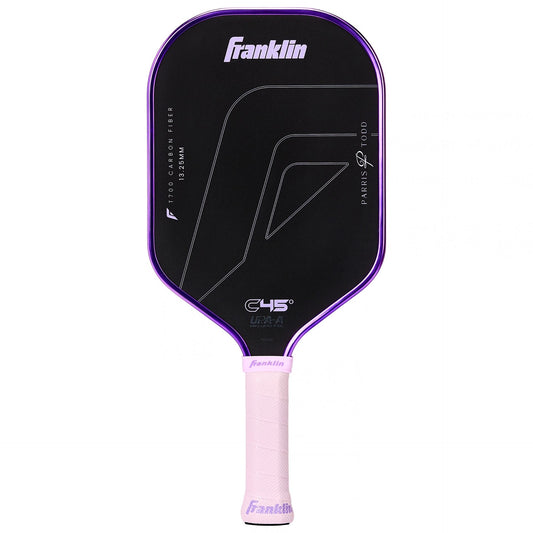 Franklin C45° Carbon Parris Todd Series pickleball paddle with black and blue design, lightweight sporting goods equipment.