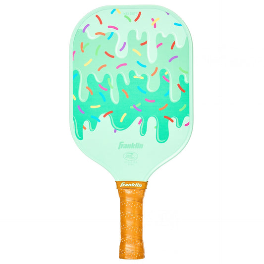 Franklin Youth Rockstar Pickleball Paddle with colorful design, lightweight construction, ideal for young players in sporting goods.