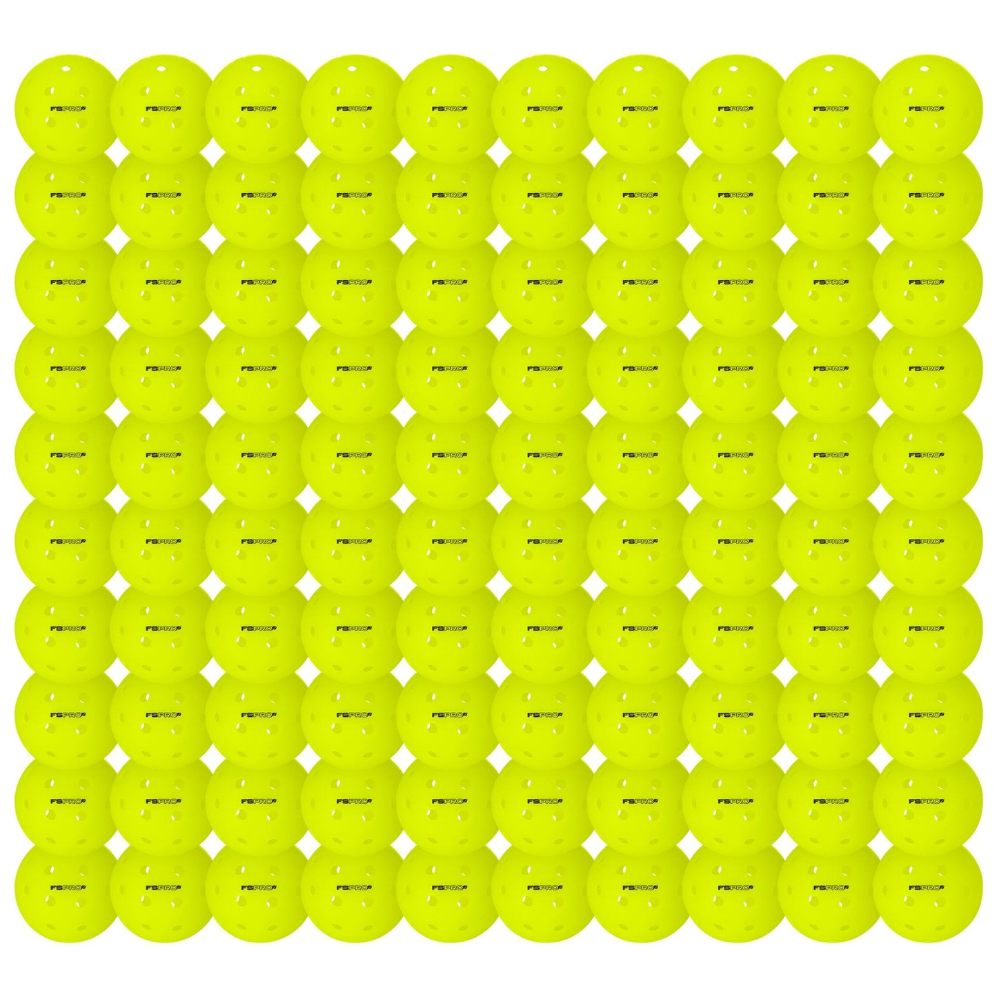 Set of 100 Franklin Indoor FS Pro Pickleball paddles for indoor pickleball games, sporting goods equipment for players.