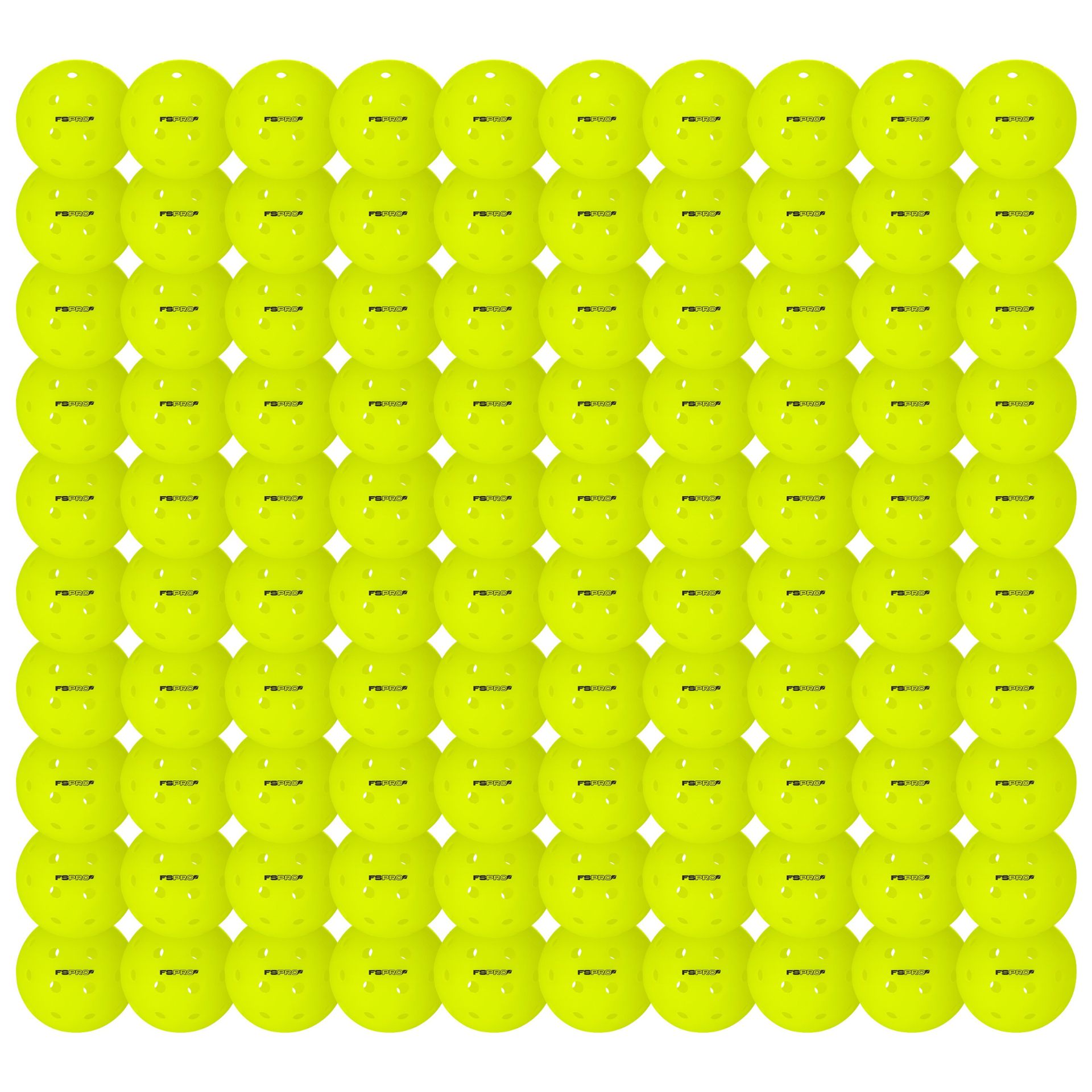 Set of 100 Franklin Indoor FS Pro Pickleball paddles for indoor pickleball games, sporting goods equipment for players.