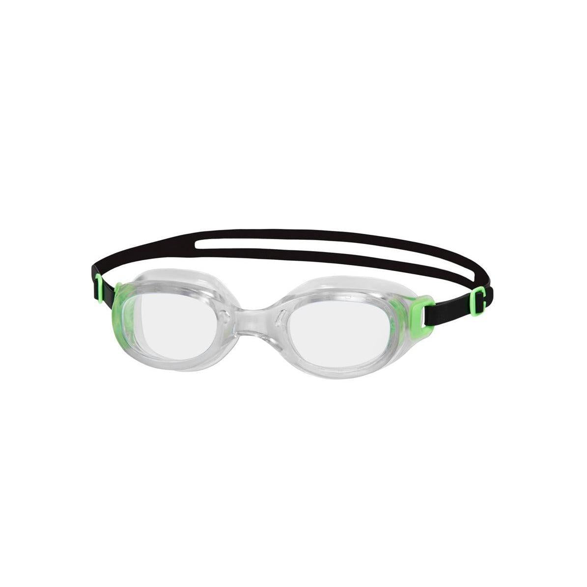 Speedo Futura Classic goggles for adults with clear lenses and adjustable straps, designed for comfortable swimming.