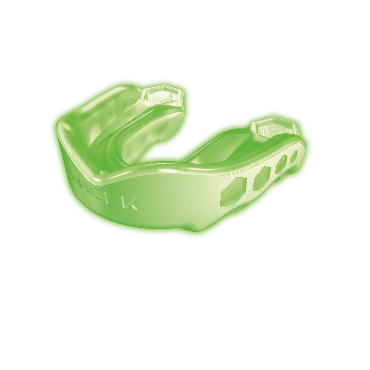 Shock Doctor Gel Max mouthguard for sports, shown in blue with flexible gel design and secure fit for athletic protection.