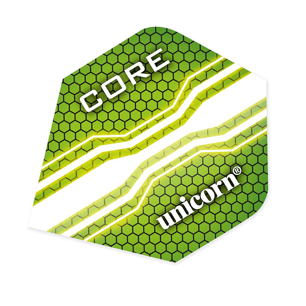 Unicorn Core .75 Plus Flights for sporting goods, featuring colorful, aerodynamic dart flights designed for precision and durability.
