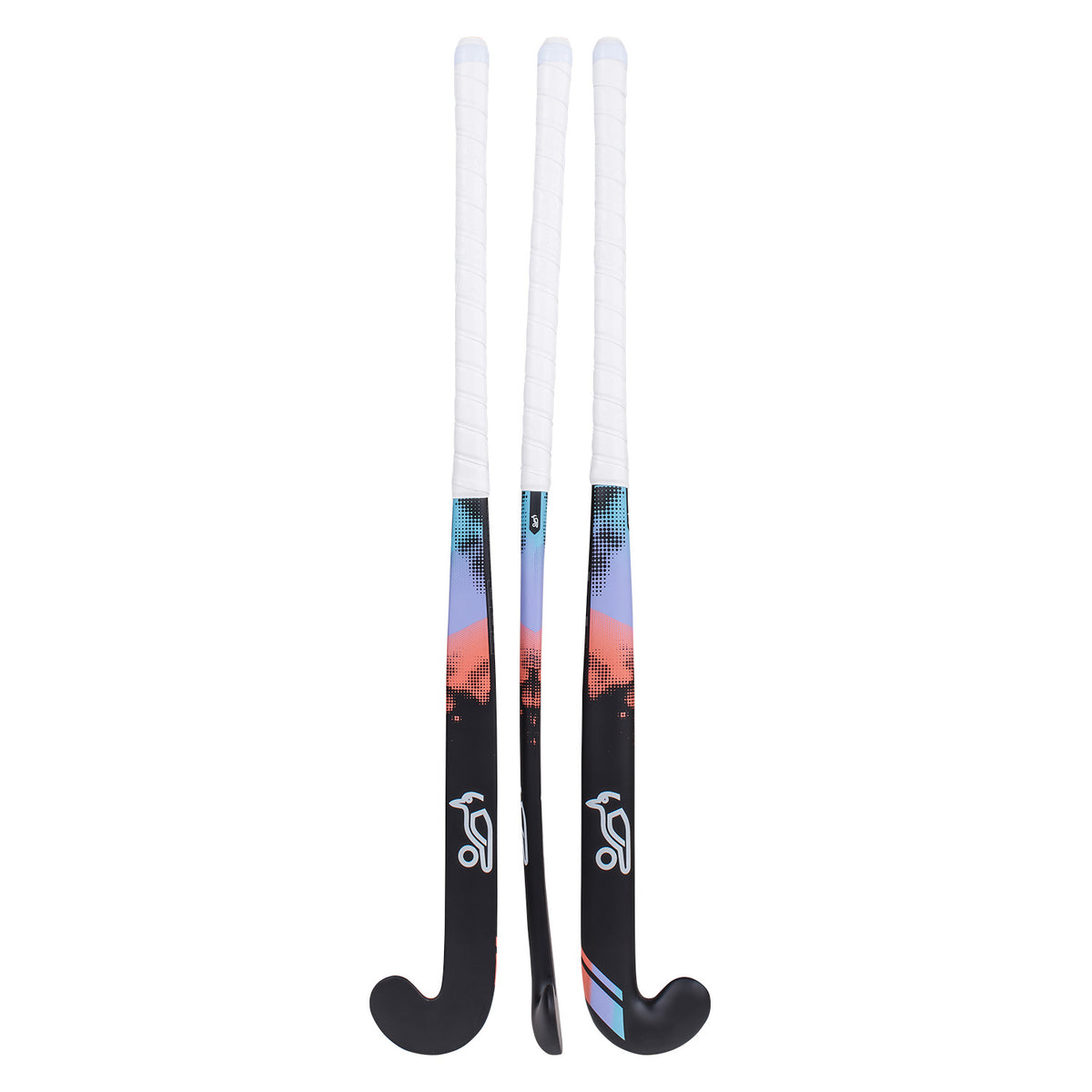 Kookaburra Echo L-Bow hockey stick with black and red design, sporting goods equipment for field hockey players.