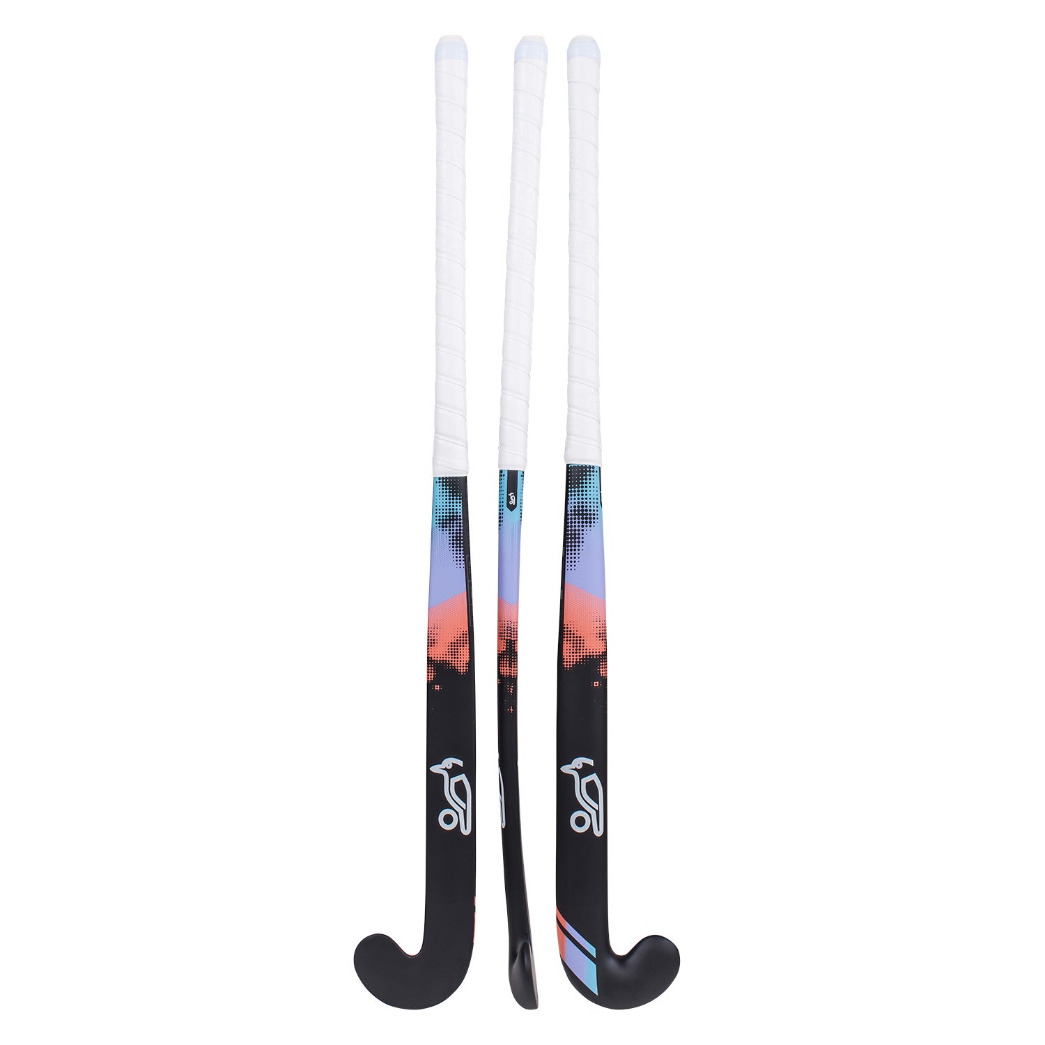 Kookaburra Echo L-Bow hockey stick with black and yellow design, sporting goods equipment for field hockey play.