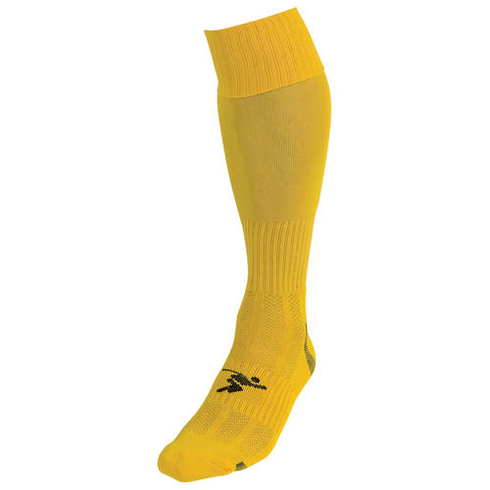 Junior Precision Plain Pro Football Socks in white with black accents, designed for athletic performance and comfort.