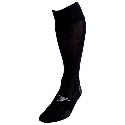 Junior Precision Plain Pro Football Socks in white and black, designed for sports performance and comfort.