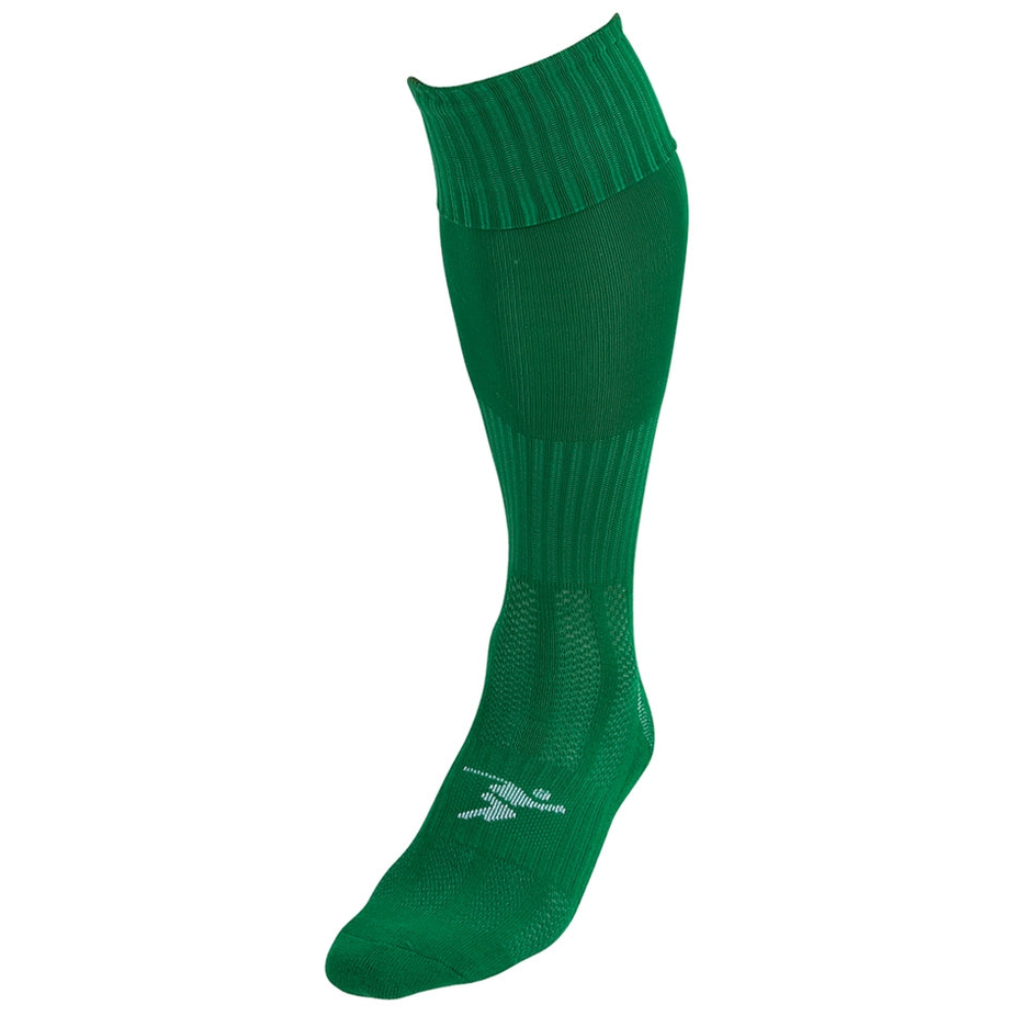 Junior Precision Plain Pro Football Socks in white with black accents, designed for athletic performance and comfort.