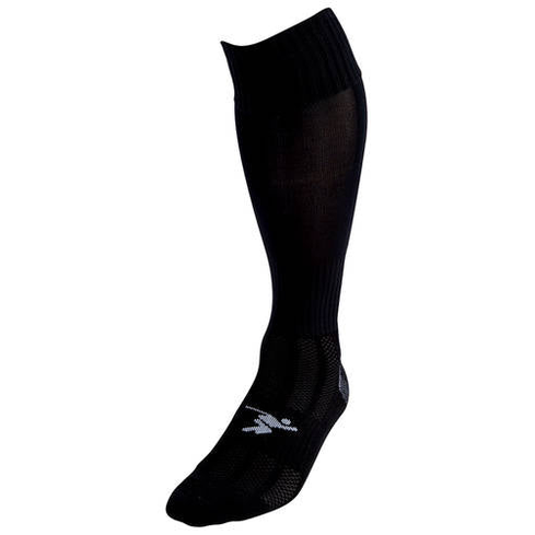Adult Precision Plain Pro Football Socks in white with black accents, designed for athletic performance and comfort.