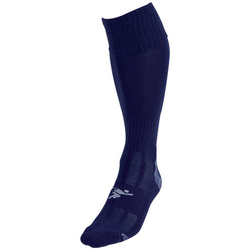 Junior Precision Plain Pro Football Socks in white, designed for athletic sports, with compression fit and reinforced toe and heel.