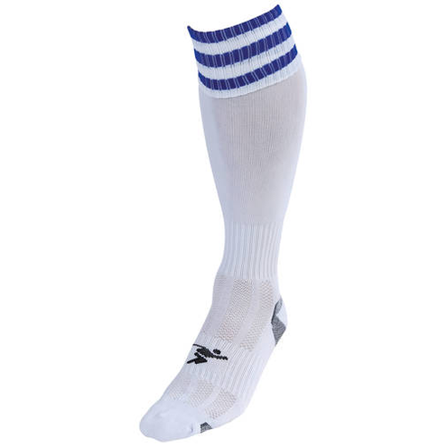 Junior Precision 3 Stripe Pro Football Socks featuring team-style stripes and breathable fabric for athletic performance.