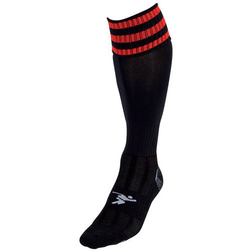Adult Precision 3 Stripe Pro Football Socks, sporting goods, featuring three white stripes on black athletic football socks.