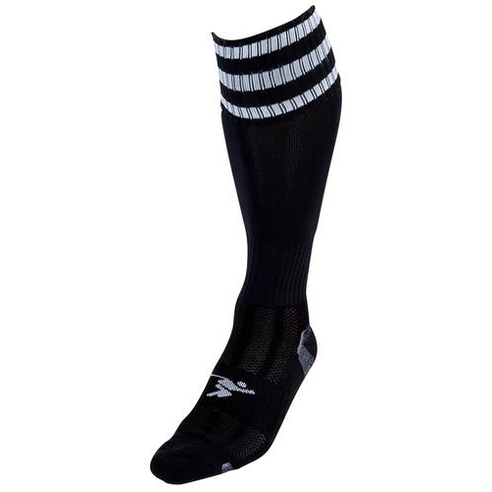 Adult Precision 3 Stripe Pro Football Socks with sporty design and padding, ideal for football players and athletic sportswear.