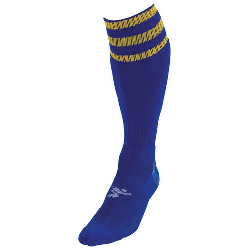 Adult Precision 3 Stripe Pro Football Socks featuring sporty design and breathable fabric, ideal for football players.