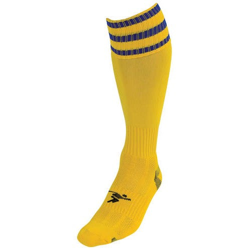 Adult Precision 3 Stripe Pro Football Socks with sporty design, featuring bold stripes and comfortable fit for athletic performance.