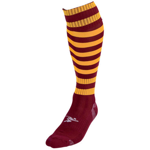 Junior Precision Hooped Pro Football Socks featuring breathable fabric and supportive fit, designed for athletic performance.