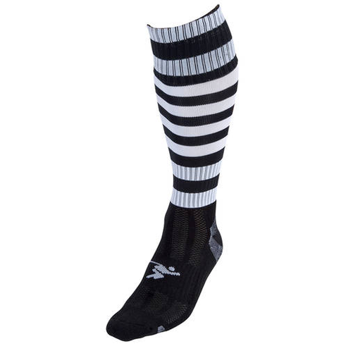 Adult Precision Hooped Pro Football Socks featuring durable fabric and team-inspired hoop design for athletic performance.