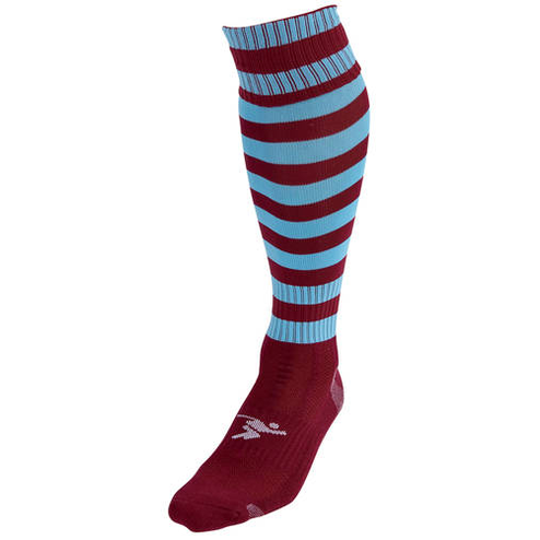 Junior Precision Hooped Pro Football Socks showing white and black sports socks with hoop design for athletic performance.