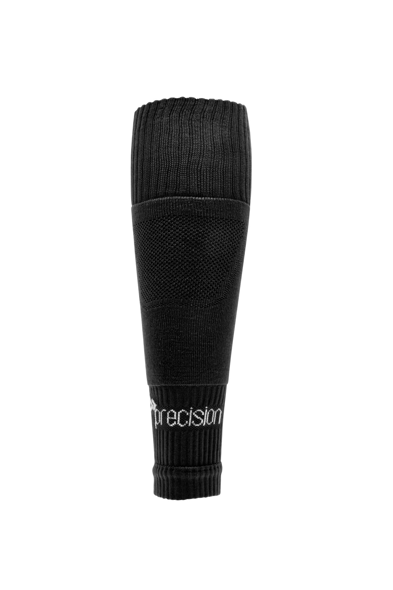 Junior Precision Pro footless compression sleeve socks in black, designed for sports and athletic support.