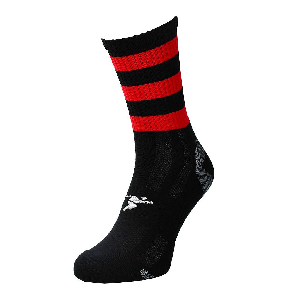 Precision Pro Hooped GAA Mid Socks for sporting goods, featuring blue and white hoops, designed for Gaelic Athletic Association sports.