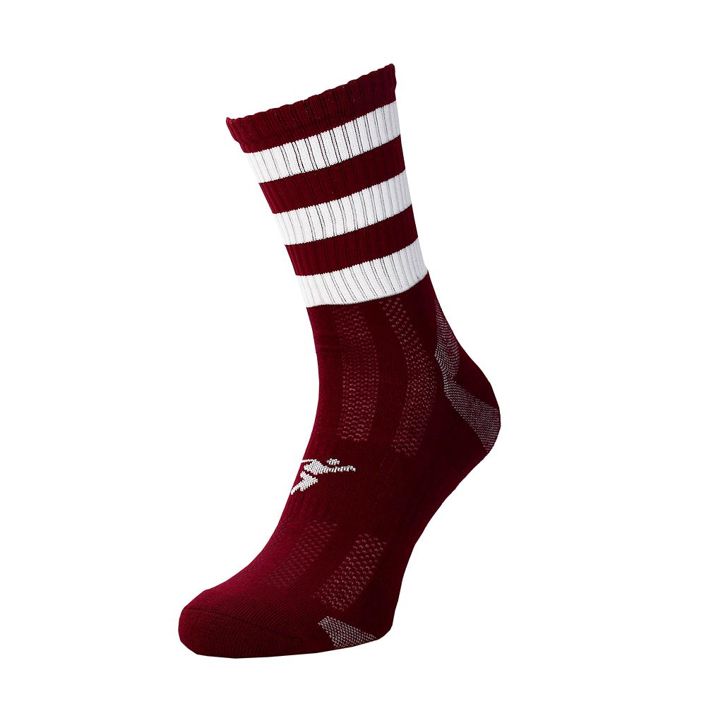 Precision Pro Hooped GAA mid socks showing white and green hoops, designed for Gaelic Athletic Association sports.