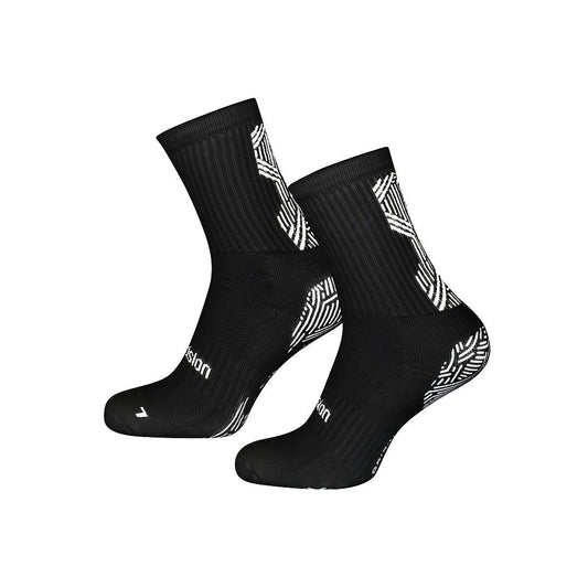 Precision Origin.0 Grip Socks Junior in black with grip soles, designed for sports and active wear.