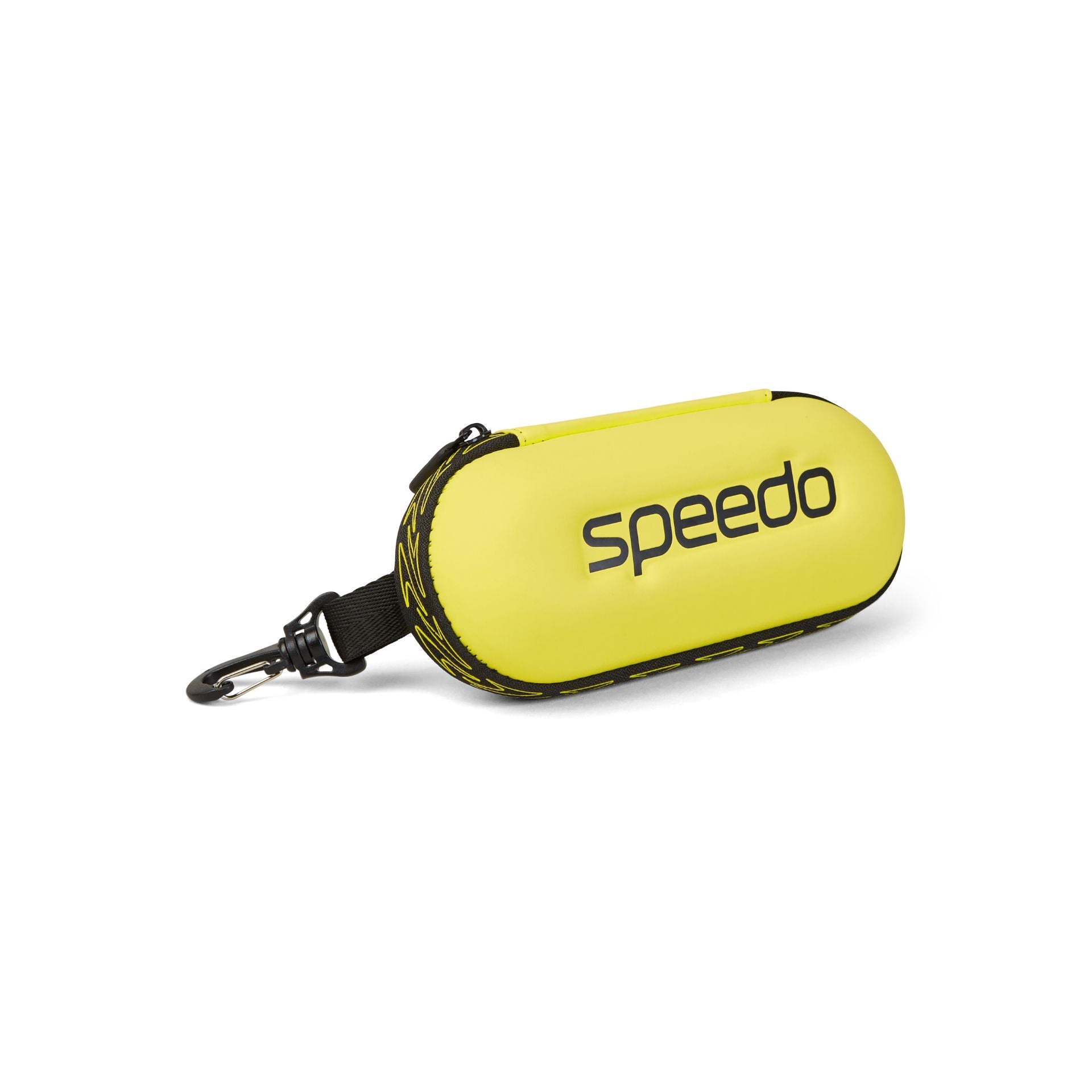 Speedo goggles storage case for sporting goods, compact and durable with secure zipper and clear design to protect swimming goggles.