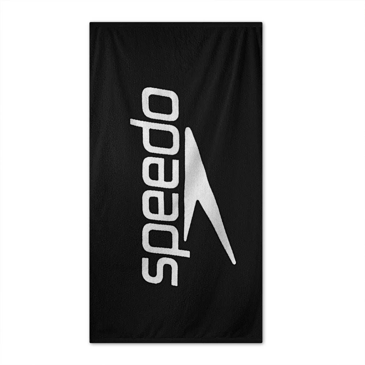 Speedo Logo towel in black and white, sporting goods towel with Speedo branding and bold logo design on soft fabric.