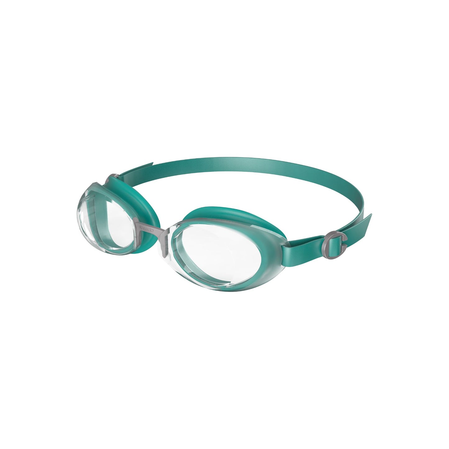 Speedo Jet 2.0 swimming goggles with clear lenses and adjustable straps, designed for comfortable swimming performance.