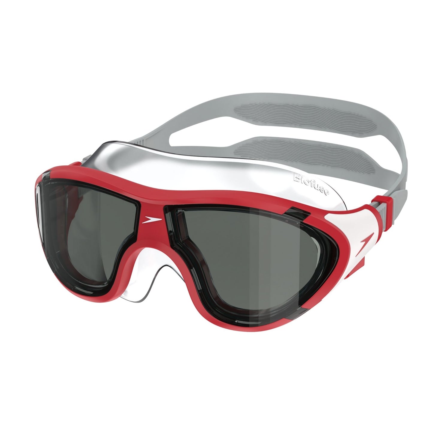 Speedo Biofuse 2.0 swimming mask with adjustable strap and clear lens, designed for comfortable water sports and diving.