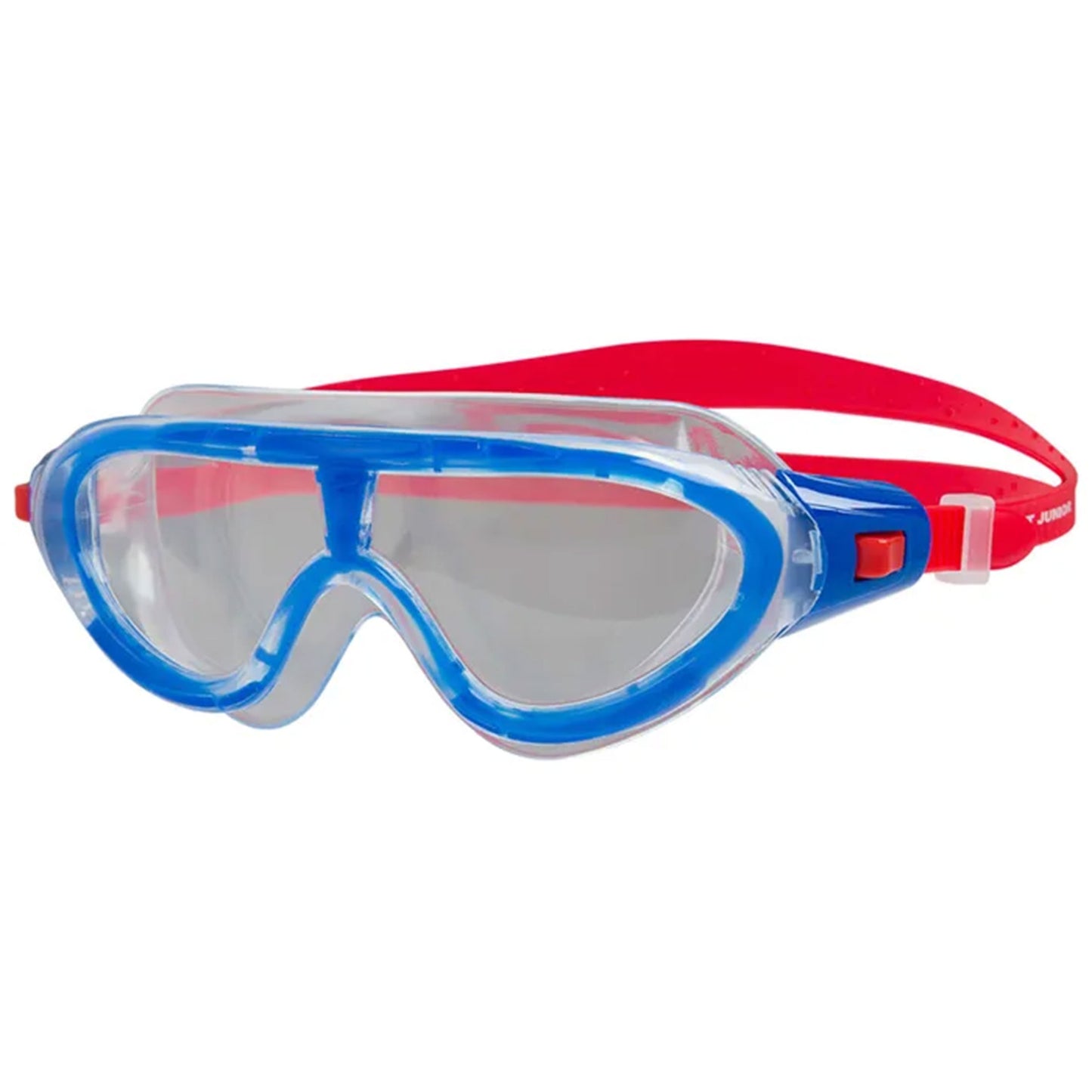 Speedo Biofuse Rift Junior mask goggles with clear lens and adjustable strap for kids' swimming.