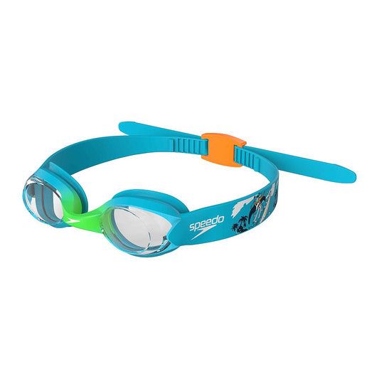 Speedo Illusion infant goggles with clear lenses and adjustable strap, designed for young swimmers.