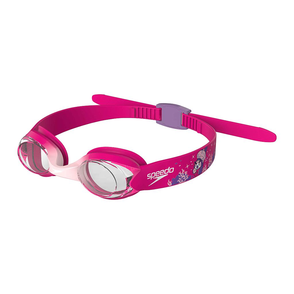 Speedo Illusion Infant Goggles in bright colors with adjustable strap and clear lenses, suitable for young swimmers.