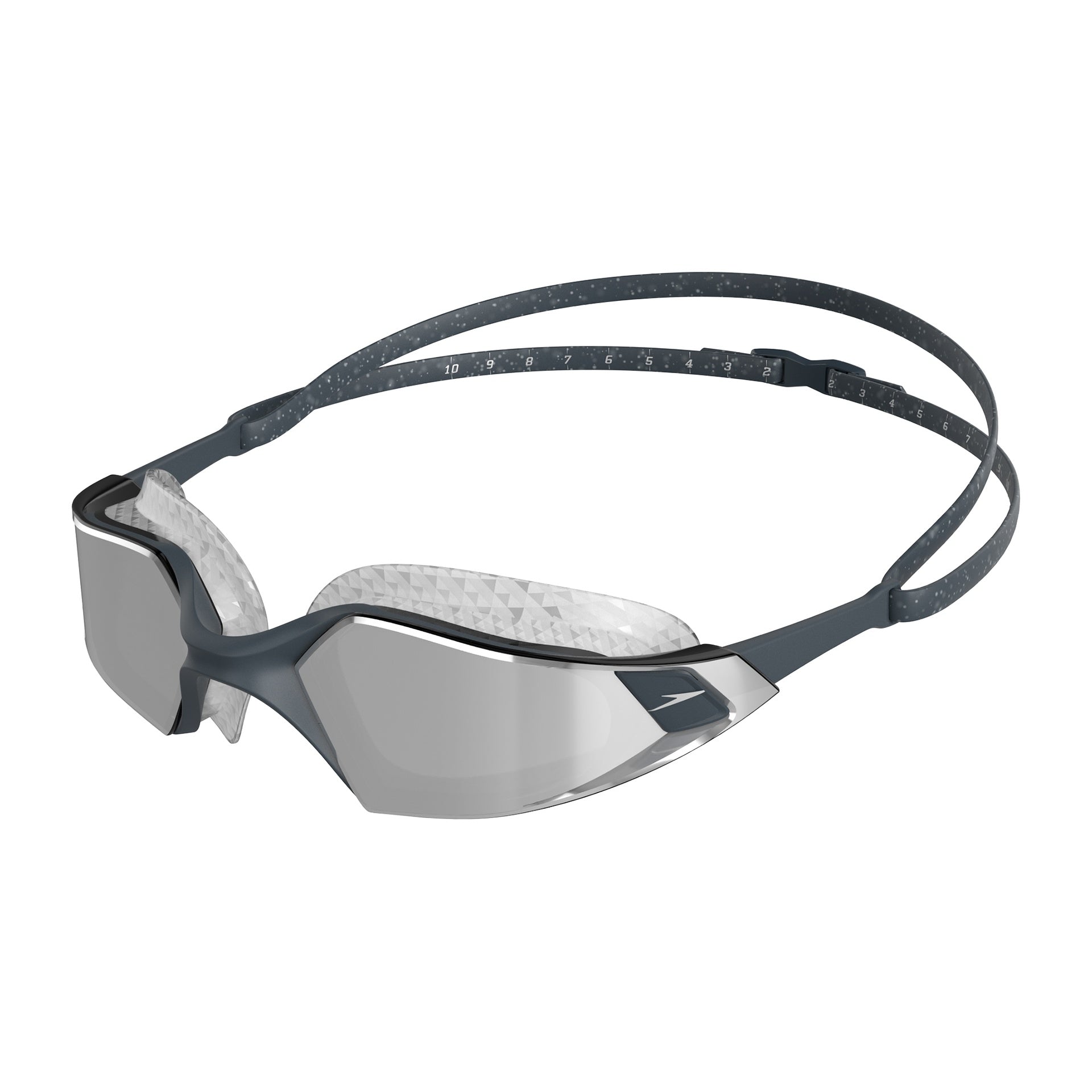 Speedo Aquapulse Pro mirror goggles with tinted lenses and adjustable straps for comfortable swimming.