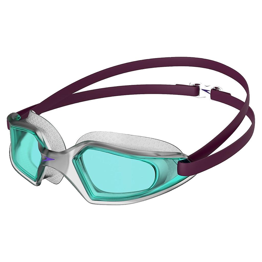 Speedo Hydropulse swimming goggles with clear lenses and adjustable strap, designed for comfortable water sports use.