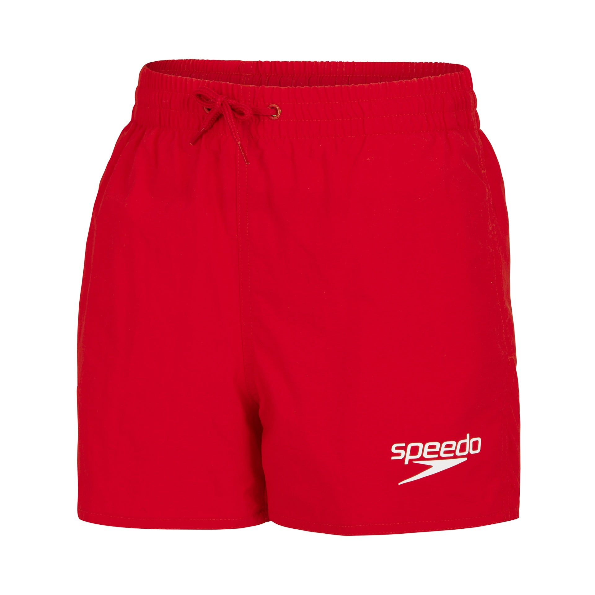 Speedo Essential 13-inch watershorts for teens, displaying navy blue quick-dry fabric with adjustable waistband and side pockets.