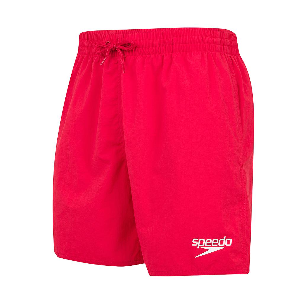 Speedo Essentials 16-inch watershorts laid flat, featuring a navy blue color, elastic waistband, and quick-dry fabric for swimming.